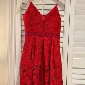 NICHOLAS Vibrant Red Lace Dress